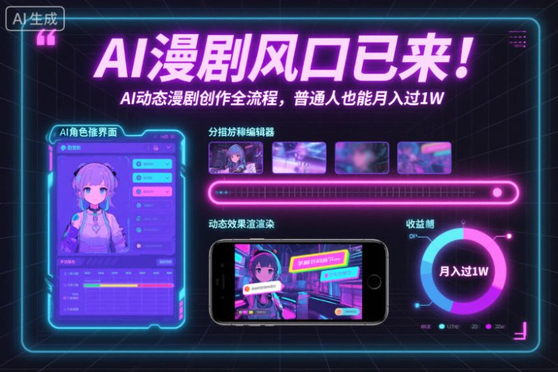AI漫剧风口已来！AI动态漫剧创作全流程，普通人也能月入过1W网创-网赚-电商-tk-出海-AI-抖音-快手-小红书-视频号-玩法-创业-小程序-公众号-私域-s粉网创智库