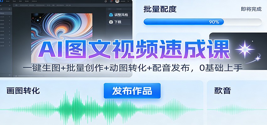AI图文视频速成课：一键生图+批量创作+动图转化+配音发布，0基础上手 - 网创智库网创-网赚-电商-tk-出海-AI-抖音-快手-小红书-视频号-玩法-创业-小程序-公众号-私域-s粉网创智库