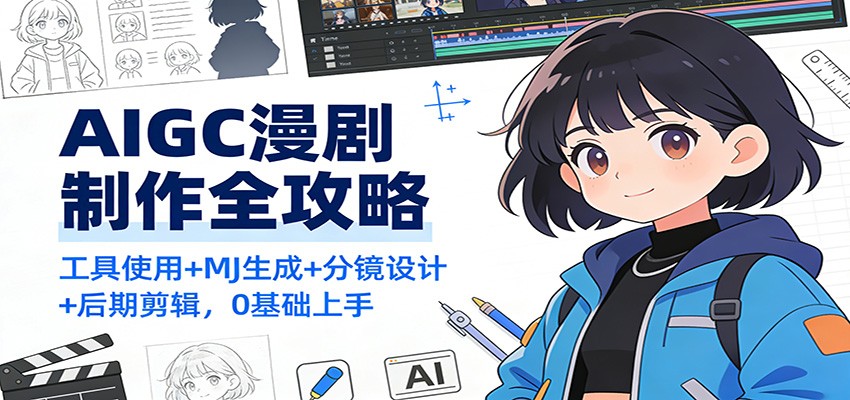 AIGC漫剧制作全攻略:工具使用+MJ生成+分镜设计+后期剪辑,0基础上手 - 网创智库网创-网赚-电商-tk-出海-AI-抖音-快手-小红书-视频号-玩法-创业-小程序-公众号-私域-s粉网创智库