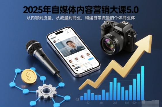 2025年自媒体内容营销大课5.0，从内容到流量，从流量到商业，构建自带流量的个体商业体网创-网赚-电商-tk-出海-AI-抖音-快手-小红书-视频号-玩法-创业-小程序-公众号-私域-s粉网创智库