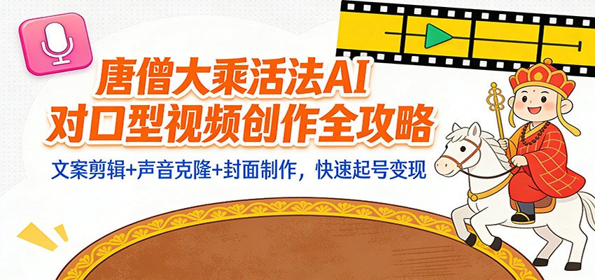 “大乘活法”AI对口型视频创作全攻略：文案剪辑+声音克隆+封面制作，快速起号变现 - 网创智库网创-网赚-电商-tk-出海-AI-抖音-快手-小红书-视频号-玩法-创业-小程序-公众号-私域-s粉网创智库