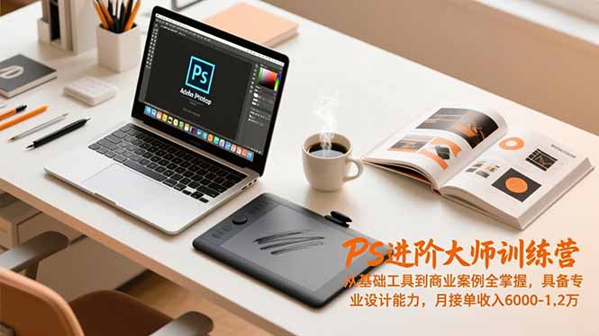 PS进阶大师训练营，从基础工具到商业案例全掌握，具备专业设计能力，月接单收入6000-1.2万网创-网赚-电商-tk-出海-AI-抖音-快手-小红书-视频号-玩法-创业-小程序-公众号-私域-s粉网创智库