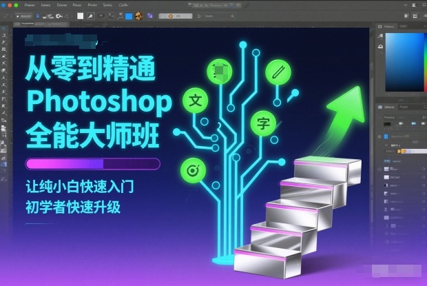 从零到精通Photoshop全能大师班，让纯小白快速入门，初学者快速升级网创-网赚-电商-tk-出海-AI-抖音-快手-小红书-视频号-玩法-创业-小程序-公众号-私域-s粉网创智库