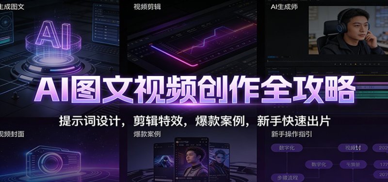 AI图文视频创作全攻略:提示词设计,剪辑特效,爆款案例,新手快速出片网创-网赚-电商-tk-出海-AI-抖音-快手-小红书-视频号-玩法-创业-小程序-公众号-私域-s粉网创智库