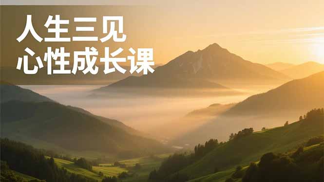 人生三见心性成长课，见天地众生自己，搞透人性安顿身心，活出清晰自我，内在富足无价网创-网赚-电商-tk-出海-AI-抖音-快手-小红书-视频号-玩法-创业-小程序-公众号-私域-s粉网创智库