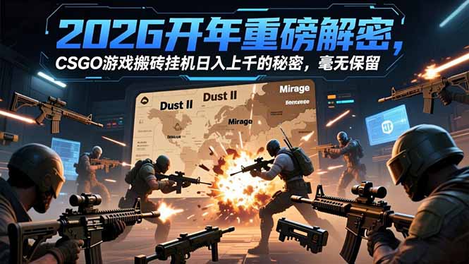 2026开年重磅解密，CSGO游戏搬砖挂机日入上千的秘密，毫无保留网创-网赚-电商-tk-出海-AI-抖音-快手-小红书-视频号-玩法-创业-小程序-公众号-私域-s粉网创智库