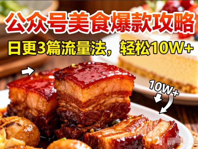 公众号搬运美食爆款攻略，日更3篇流量主打法，轻松10W+阅读网创-网赚-电商-tk-出海-AI-抖音-快手-小红书-视频号-玩法-创业-小程序-公众号-私域-s粉网创智库