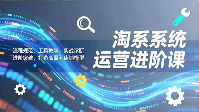 淘系系统运营进阶课2.0，流程规范、工具教学、实战诊断，进阶突破，打造高盈利店铺模型网创-网赚-电商-tk-出海-AI-抖音-快手-小红书-视频号-玩法-创业-小程序-公众号-私域-s粉网创智库