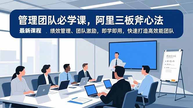 管理团队必学课，阿里三板斧心法、绩效管理、团队激励，即学即用，快速打造高效能团队网创-网赚-电商-tk-出海-AI-抖音-快手-小红书-视频号-玩法-创业-小程序-公众号-私域-s粉网创智库