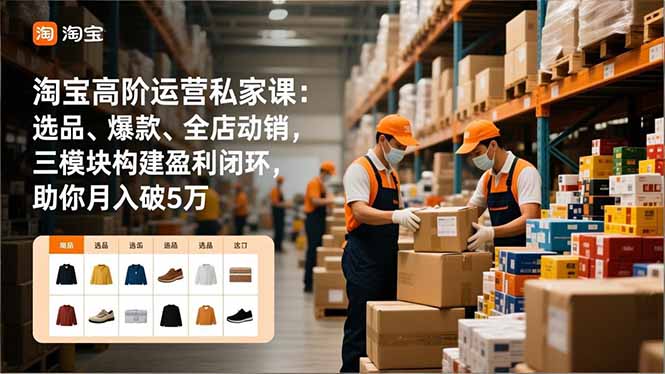 淘宝高阶运营私家课：选品、爆款、全店动销，三模块构建盈利闭环，助你月入破5万(更新12月网创-网赚-电商-tk-出海-AI-抖音-快手-小红书-视频号-玩法-创业-小程序-公众号-私域-s粉网创智库