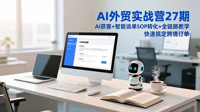 AI外贸实战营27期，AI获客+智能谈单+SOP转化+全链路教学，快速搞定跨境订单网创-网赚-电商-tk-出海-AI-抖音-快手-小红书-视频号-玩法-创业-小程序-公众号-私域-s粉网创智库