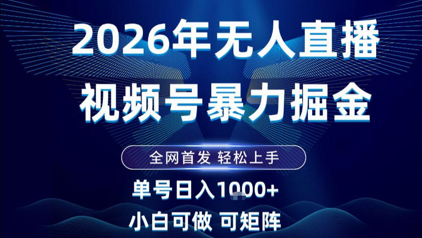 2026最新视频号无人直播掘金，全网首发，小白可以玩，长期稳定日入1k+【揭秘】 - 网创智库网创-网赚-电商-tk-出海-AI-抖音-快手-小红书-视频号-玩法-创业-小程序-公众号-私域-s粉网创智库