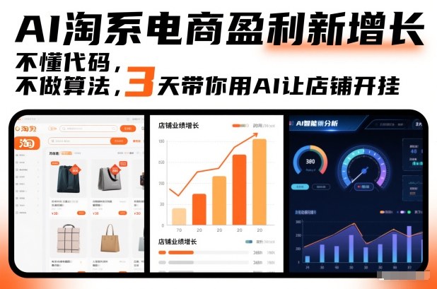 AI淘系电商盈利新增长，不懂代码，不做算法，3天带你用AI让店铺开挂网创-网赚-电商-tk-出海-AI-抖音-快手-小红书-视频号-玩法-创业-小程序-公众号-私域-s粉网创智库