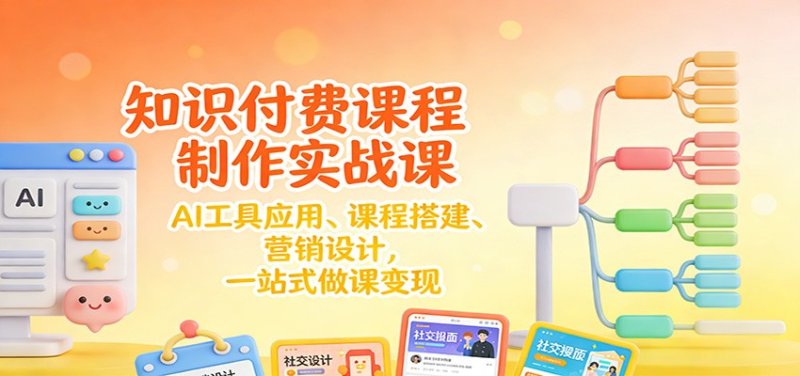 知识付费课程制作实战课：AI工具应用 、课程搭建、营销设计，一站式做课变现网创-网赚-电商-tk-出海-AI-抖音-快手-小红书-视频号-玩法-创业-小程序-公众号-私域-s粉网创智库