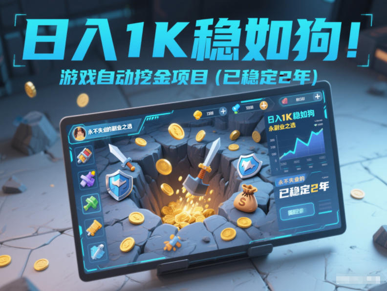 日入1K稳如狗！游戏自动挖金项目(已稳定2年)，永不失业的副业之选【揭秘】网创-网赚-电商-tk-出海-AI-抖音-快手-小红书-视频号-玩法-创业-小程序-公众号-私域-s粉网创智库