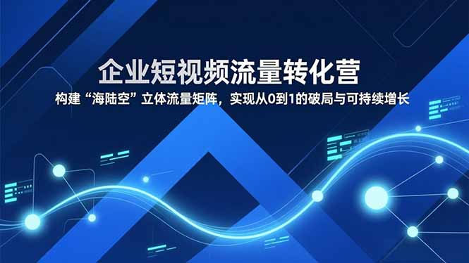 企业短视频流量转化营，构建“海陆空”立体流量矩阵，实现从0到1的破局与可持续增长网创-网赚-电商-tk-出海-AI-抖音-快手-小红书-视频号-玩法-创业-小程序-公众号-私域-s粉网创智库