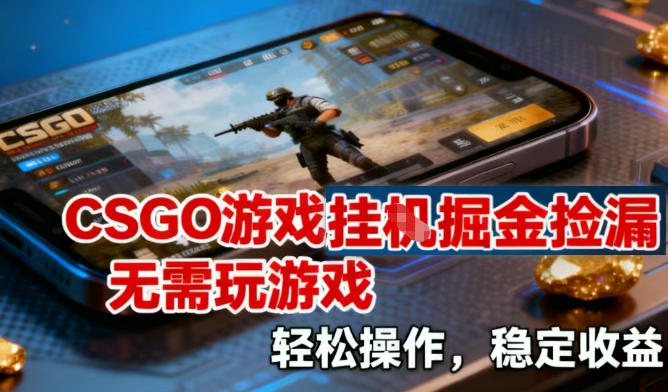 CSGO游戏挂G掘金捡漏，不需要玩游戏，操作简单，收益稳定【揭秘】网创-网赚-电商-tk-出海-AI-抖音-快手-小红书-视频号-玩法-创业-小程序-公众号-私域-s粉网创智库