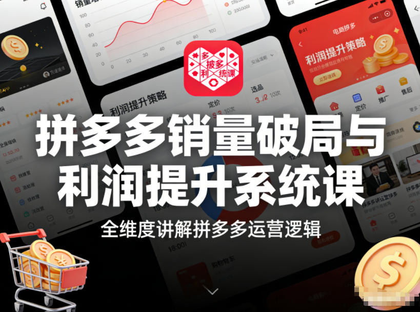 拼多多销量破局与利润提升系统课，全维度讲解拼多多运营逻辑 - 网创智库网创-网赚-电商-tk-出海-AI-抖音-快手-小红书-视频号-玩法-创业-小程序-公众号-私域-s粉网创智库