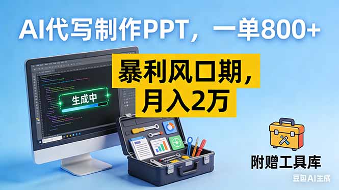 AI代写制作PPT，一单800+， 暴利风口期，月入2万【附工具】网创-网赚-电商-tk-出海-AI-抖音-快手-小红书-视频号-玩法-创业-小程序-公众号-私域-s粉网创智库