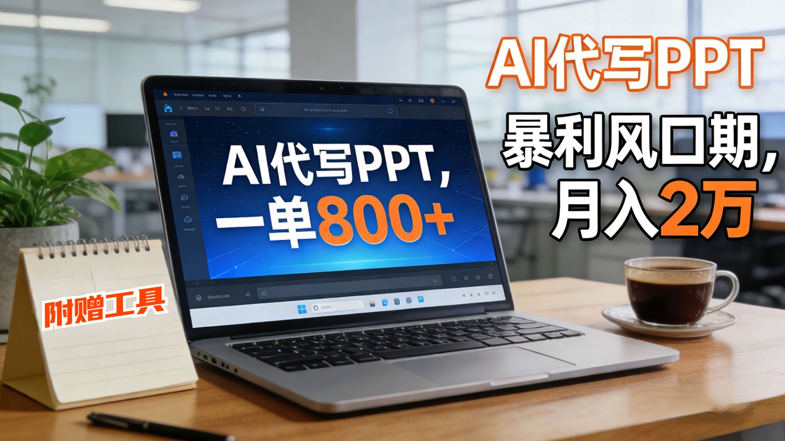 AI 代写做 PPT!一单狂赚 800+,风口期月入 2 万(工具 + 提示词直接送) - 网创智库网创-网赚-电商-tk-出海-AI-抖音-快手-小红书-视频号-玩法-创业-小程序-公众号-私域-s粉网创智库