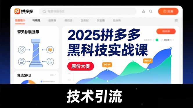 2025拼多多黑科技实战课，擎天柱玩法、爆流SKU、原价大促，技术引流，单店日销轻松破千单网创-网赚-电商-tk-出海-AI-抖音-快手-小红书-视频号-玩法-创业-小程序-公众号-私域-s粉网创智库