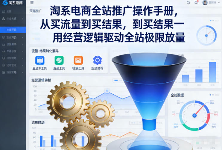 淘系电商全站推广操作手册，从买流量到买结果一用经营逻辑驱动全站极限放量网创-网赚-电商-tk-出海-AI-抖音-快手-小红书-视频号-玩法-创业-小程序-公众号-私域-s粉网创智库