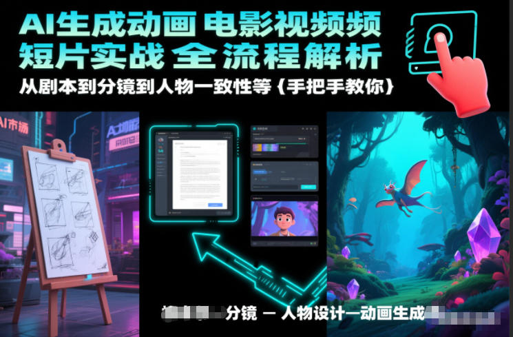AI生成动画电影视频短片实战全流程解析,从剧本到分镜到人物一致性等手把手教你网创-网赚-电商-tk-出海-AI-抖音-快手-小红书-视频号-玩法-创业-小程序-公众号-私域-s粉网创智库
