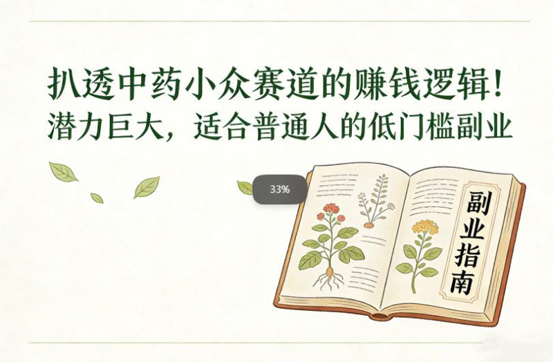 扒透中药小众赛道的賺米逻辑，潜力巨大，适合普通人的低门槛副业网创-网赚-电商-tk-出海-AI-抖音-快手-小红书-视频号-玩法-创业-小程序-公众号-私域-s粉网创智库