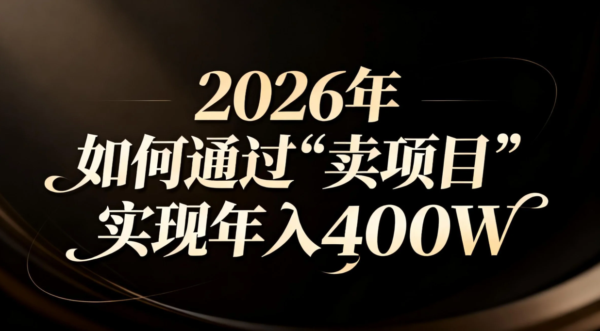 2026年如何通过“卖项目”实现年入百万 - 网创智库网创-网赚-电商-tk-出海-AI-抖音-快手-小红书-视频号-玩法-创业-小程序-公众号-私域-s粉网创智库