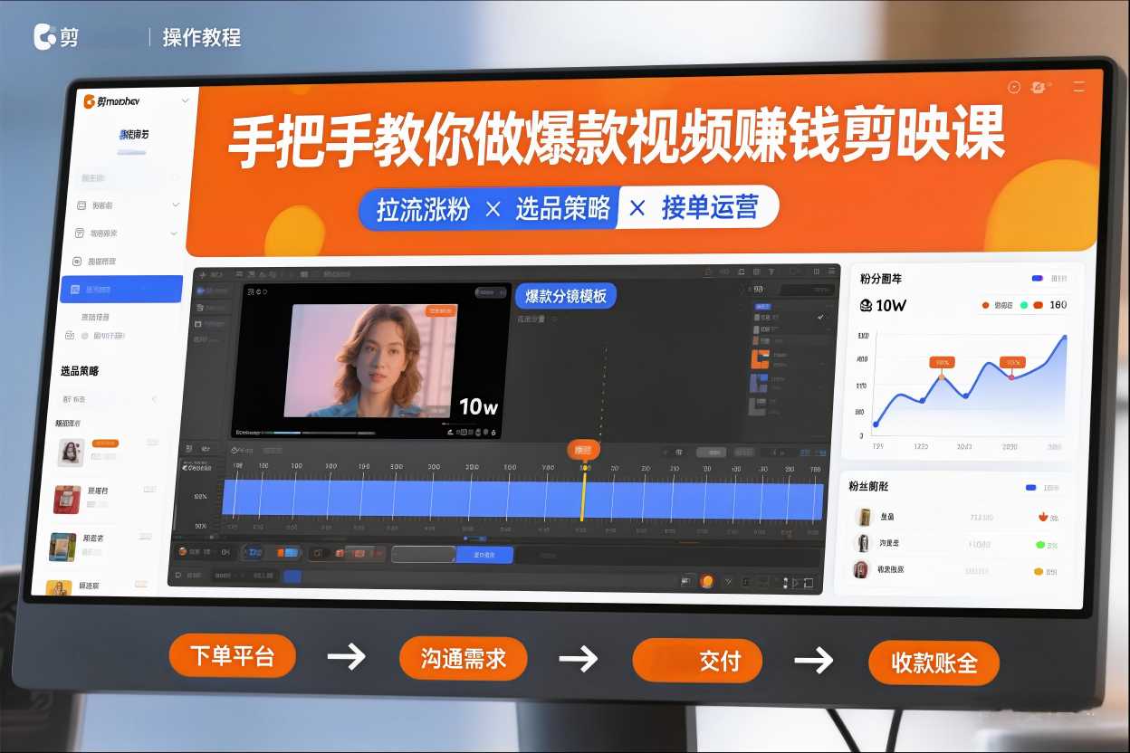 手把手教你做爆款视频赚钱剪映课，手把手教学拉流涨粉、选品策略和接单运营(更新2026) - 网创智库网创-网赚-电商-tk-出海-AI-抖音-快手-小红书-视频号-玩法-创业-小程序-公众号-私域-s粉网创智库