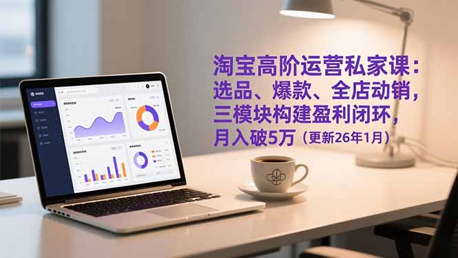 淘宝高阶运营私家课：选品、爆款、全店动销，三模块构建盈利闭环，月入破5万(更新26年1月网创-网赚-电商-tk-出海-AI-抖音-快手-小红书-视频号-玩法-创业-小程序-公众号-私域-s粉网创智库
