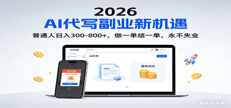 2026 副业首选！AI 代写日入 300-800，普通人0门槛，做一单结一单！网创-网赚-电商-tk-出海-AI-抖音-快手-小红书-视频号-玩法-创业-小程序-公众号-私域-s粉网创智库