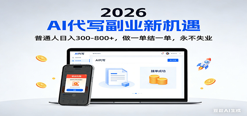 2026 副业首选!AI 代写日入 300-800,普通人0门槛,做一单结一单! - 网创智库网创-网赚-电商-tk-出海-AI-抖音-快手-小红书-视频号-玩法-创业-小程序-公众号-私域-s粉网创智库