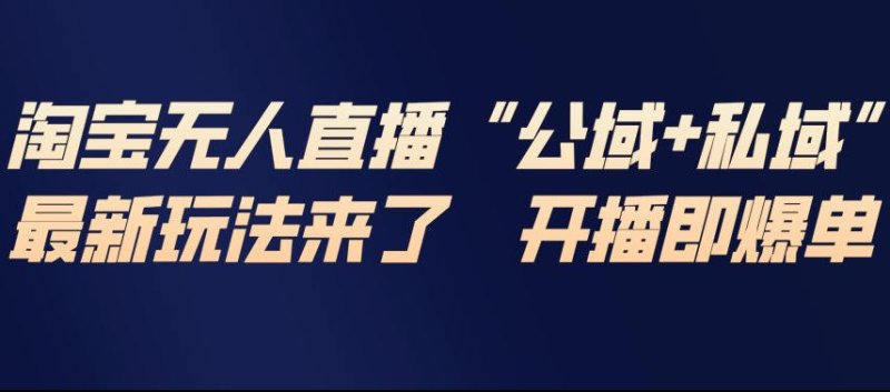 淘宝无人直播完整教程，公试+私域，最新玩法来了，开播即爆单网创-网赚-电商-tk-出海-AI-抖音-快手-小红书-视频号-玩法-创业-小程序-公众号-私域-s粉网创智库
