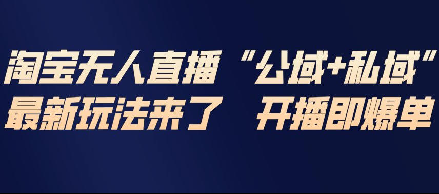 淘宝无人直播完整教程，公试+私域，最新玩法来了，开播即爆单 - 网创智库网创-网赚-电商-tk-出海-AI-抖音-快手-小红书-视频号-玩法-创业-小程序-公众号-私域-s粉网创智库