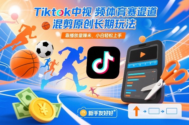 Tiktok中视频体育赛道混剪原创长期玩法，靠播放量賺米，小白轻松上手网创-网赚-电商-tk-出海-AI-抖音-快手-小红书-视频号-玩法-创业-小程序-公众号-私域-s粉网创智库