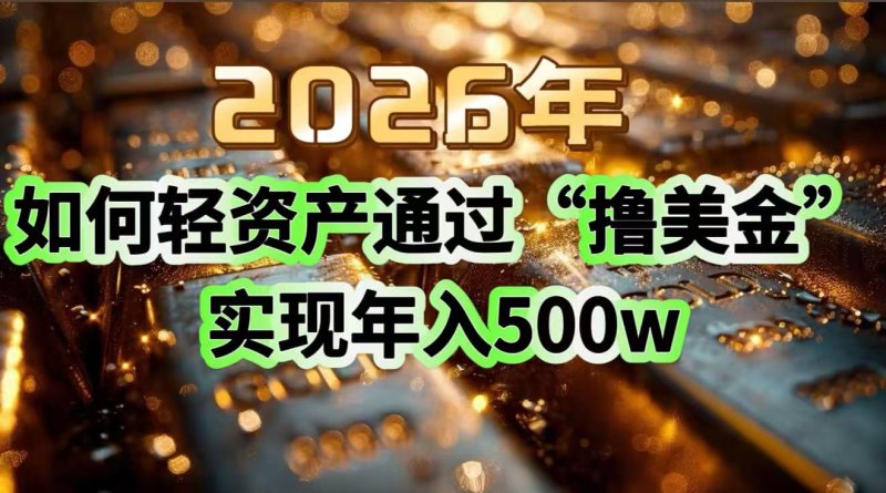 2026年如何轻资产通过“撸美金”实现年入500w网创-网赚-电商-tk-出海-AI-抖音-快手-小红书-视频号-玩法-创业-小程序-公众号-私域-s粉网创智库