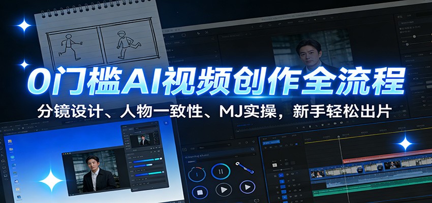 0门槛AI视频创作全流程:分镜设计、人物一致性、MJ实操,新手轻松出片 - 网创智库网创-网赚-电商-tk-出海-AI-抖音-快手-小红书-视频号-玩法-创业-小程序-公众号-私域-s粉网创智库