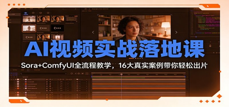 AI视频实战落地课：Sora+ComfyUI全流程教学，16大真实案例带你轻松出片网创-网赚-电商-tk-出海-AI-抖音-快手-小红书-视频号-玩法-创业-小程序-公众号-私域-s粉网创智库