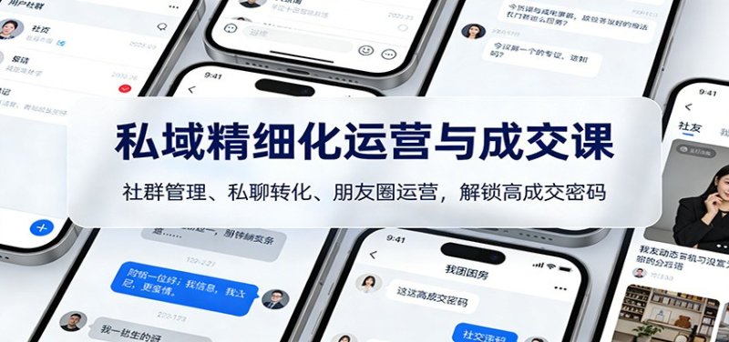 私域精细化运营与成交课：社群管理、私聊转化、朋友圈运营，解锁高成交密码网创-网赚-电商-tk-出海-AI-抖音-快手-小红书-视频号-玩法-创业-小程序-公众号-私域-s粉网创智库