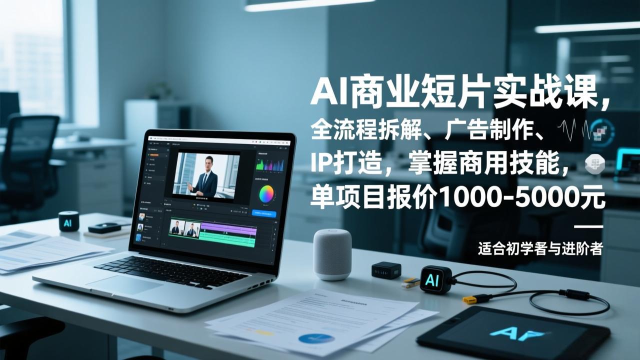 AI商业短片实战课，全流程拆解、广告制作、IP打造，掌握商用技能，单项目报价1000-5000元 - 网创智库网创-网赚-电商-tk-出海-AI-抖音-快手-小红书-视频号-玩法-创业-小程序-公众号-私域-s粉网创智库