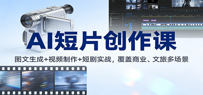 AI短片创作课：图文生成+ 视频制作+短剧实战，覆盖商业、 文旅多场景 - 网创智库网创-网赚-电商-tk-出海-AI-抖音-快手-小红书-视频号-玩法-创业-小程序-公众号-私域-s粉网创智库