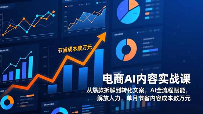 电商AI内容实战课，从爆款拆解到转化文案，AI全流程赋能，解放人力，单月节省内容成本数万元网创-网赚-电商-tk-出海-AI-抖音-快手-小红书-视频号-玩法-创业-小程序-公众号-私域-s粉网创智库