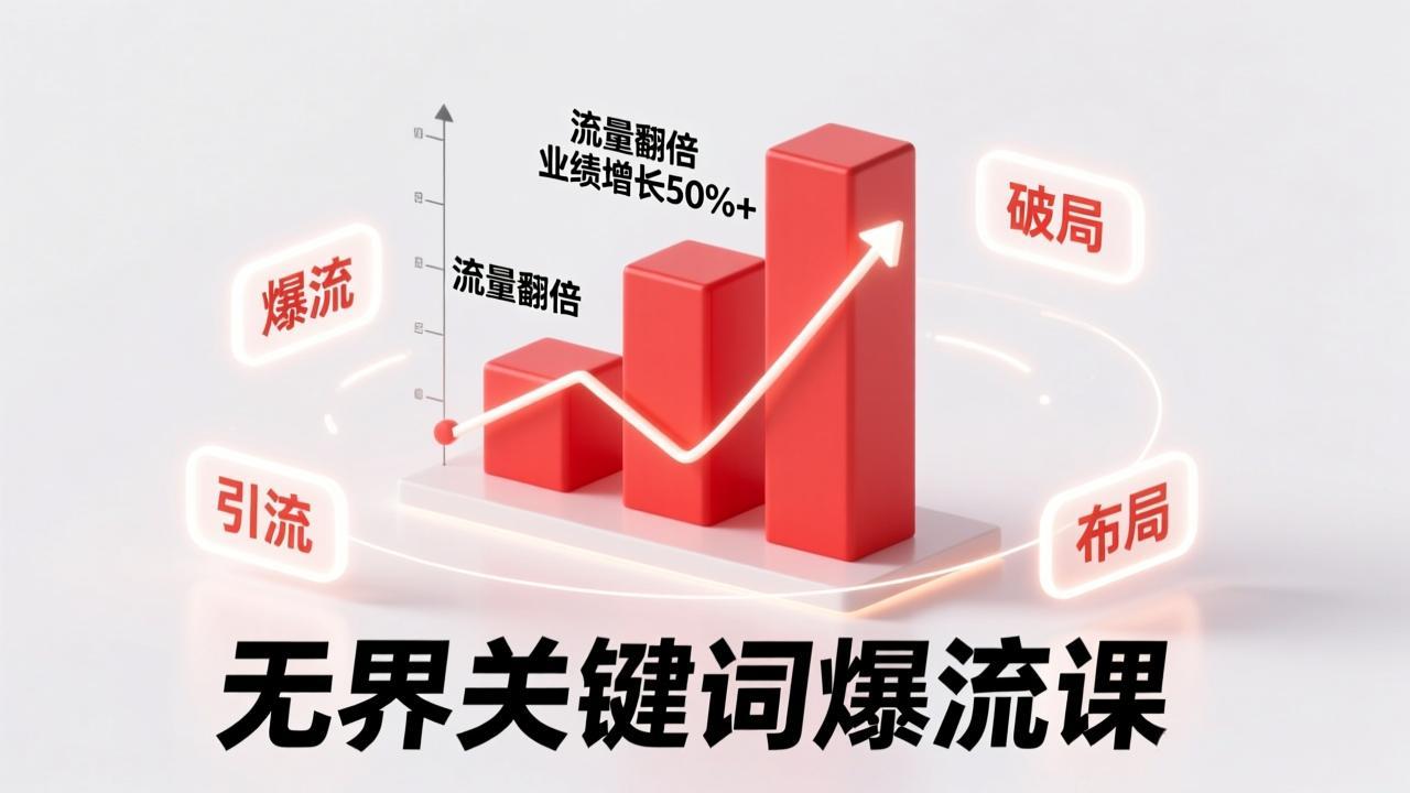 无界关键词爆流课，破局布局逻辑、阶段精准引流，实现流量翻倍，店铺业绩增长50%+。 - 网创智库网创-网赚-电商-tk-出海-AI-抖音-快手-小红书-视频号-玩法-创业-小程序-公众号-私域-s粉网创智库