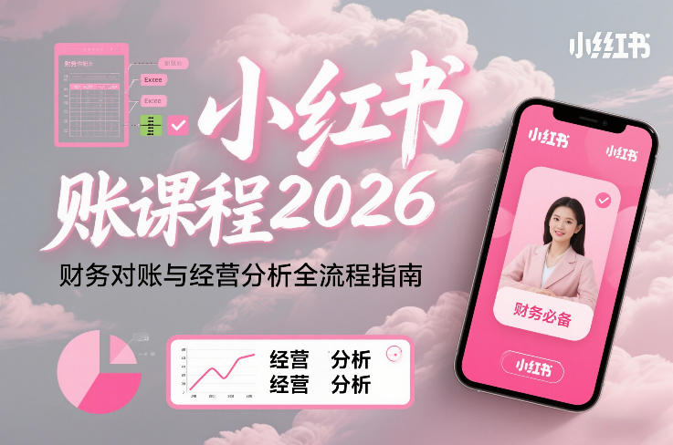 小红书对账课程2026，财务对账与经营分析全流程指南网创-网赚-电商-tk-出海-AI-抖音-快手-小红书-视频号-玩法-创业-小程序-公众号-私域-s粉网创智库