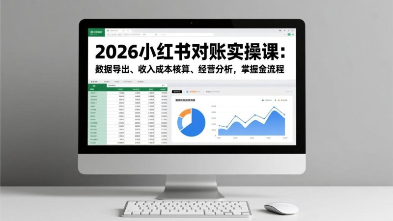 2026小红书对账实操课：数据导出、收入成本核算、经营分析，掌握全流程网创-网赚-电商-tk-出海-AI-抖音-快手-小红书-视频号-玩法-创业-小程序-公众号-私域-s粉网创智库