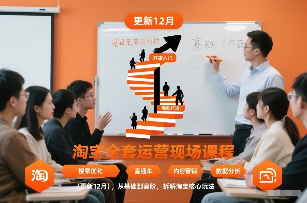 淘宝全套运营现场课程(更新26年1月)，从基础到高阶，拆解淘宝核心玩法网创-网赚-电商-tk-出海-AI-抖音-快手-小红书-视频号-玩法-创业-小程序-公众号-私域-s粉网创智库
