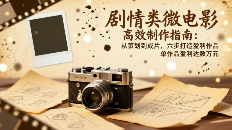 剧情类微电影高效制作指南：从策划到成片，六步打造盈利作品，单作品盈利达数万元网创-网赚-电商-tk-出海-AI-抖音-快手-小红书-视频号-玩法-创业-小程序-公众号-私域-s粉网创智库
