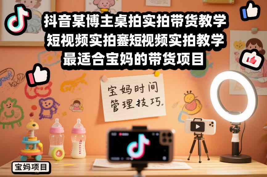 抖音某博主桌拍实拍带货教学，短视频实拍教学，最适合宝妈的带货项目 - 网创智库网创-网赚-电商-tk-出海-AI-抖音-快手-小红书-视频号-玩法-创业-小程序-公众号-私域-s粉网创智库