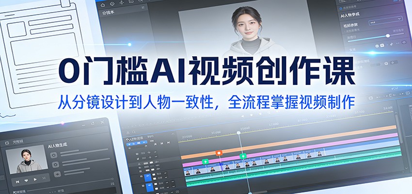 0门槛AI视频创作课:从分镜设计到人物一致性,全流程掌握视频制作 - 网创智库网创-网赚-电商-tk-出海-AI-抖音-快手-小红书-视频号-玩法-创业-小程序-公众号-私域-s粉网创智库